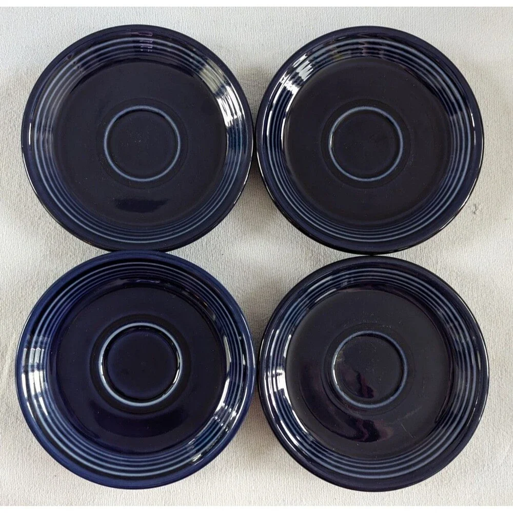 Fiesta Ware 4 Small Saucers Plates Cobalt Blue
